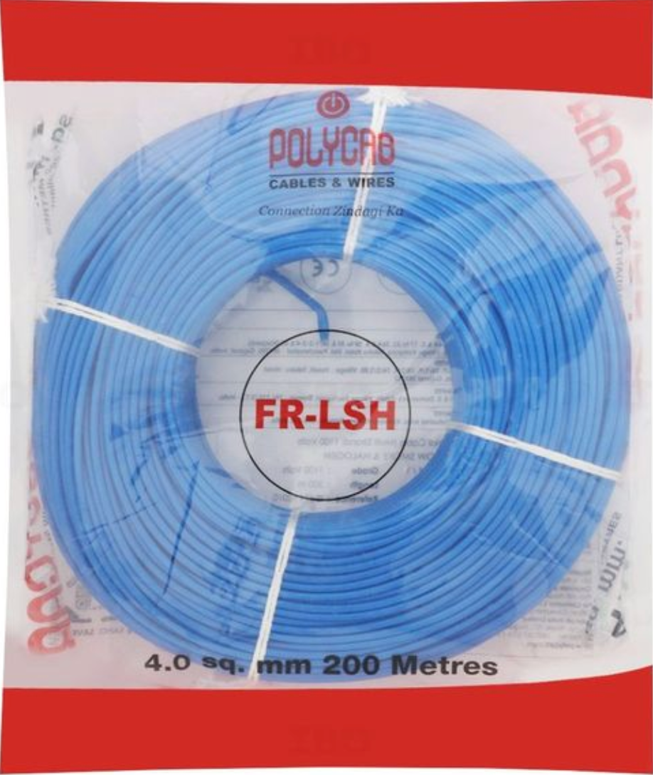 Polycab FRLS-H PVC Insulated Wire, 4 Sq mm, 200 mtr Roll