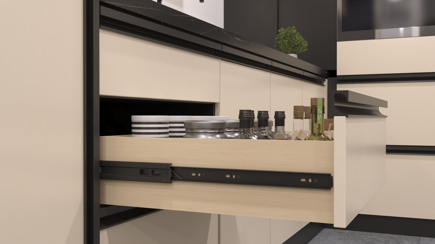 Hettich Telescopic Channel - Indian Soft Close - KA 4732 35 kg - Black Finish