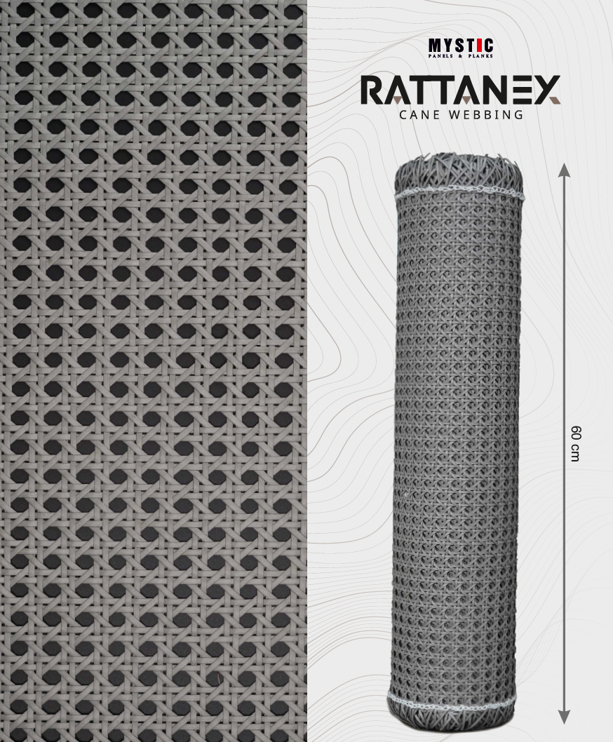 Rattanex Cane Webbing - Star PVC Grey