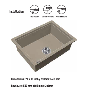 Franke Eurodomo Quartz Kitchen Sink-24x18