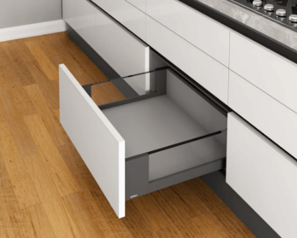 Hafele Matrixbox Slim Decor H2 (193 mm) Full Extension Soft Close 40 KG Nominal Length 500 mm Graphite Grey