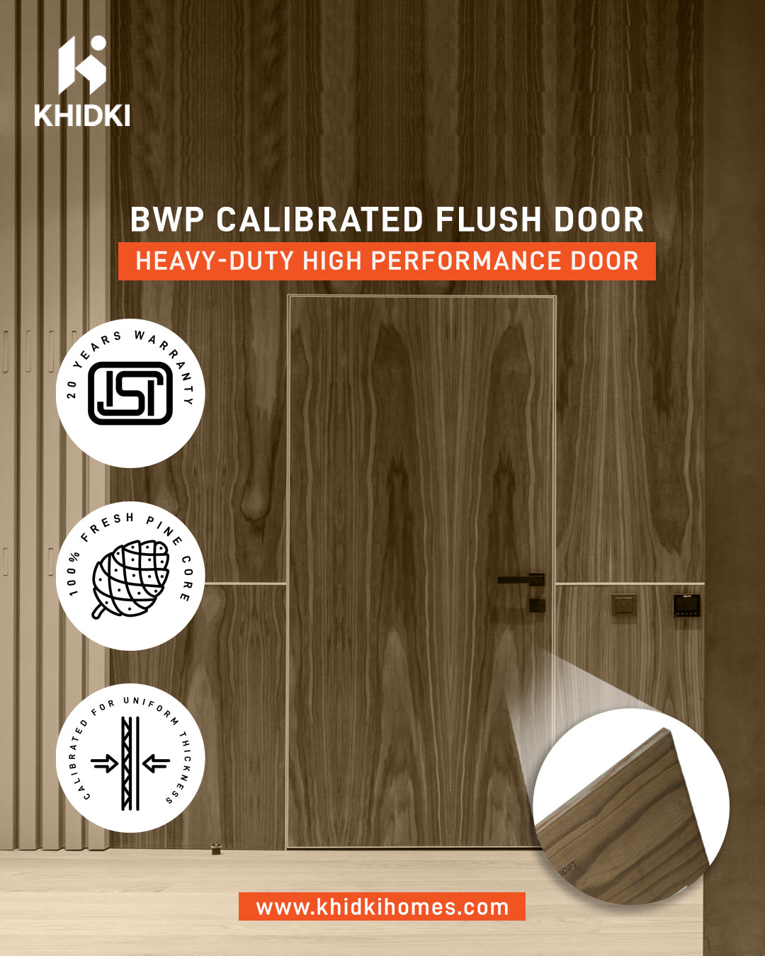 KHIDKI Gold - Fresh Pine BWP Calibrated - Flush Door
