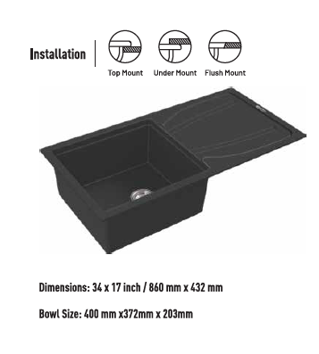 Franke Eurodomo Quartz Kitchen Sink- 611-34x17