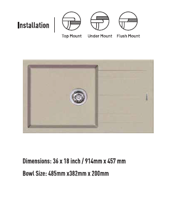 Franke Eurodomo Quartz Kitchen Sink -611-36x20