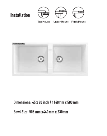 Franke Eurodomo Quartz Kitchen Sink- 621- 45x20