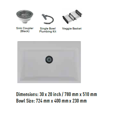 Franke Eurodomo Italica Quartz Kitchen Sink- 31x20