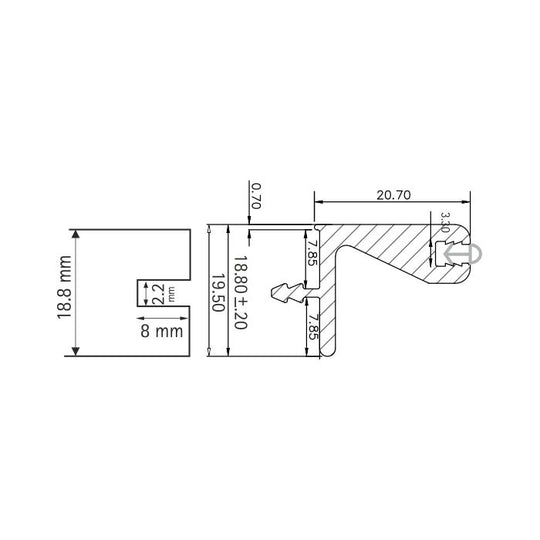 Hettich Edge Profile for Wall cabinet 3 MTR for 18.8mm