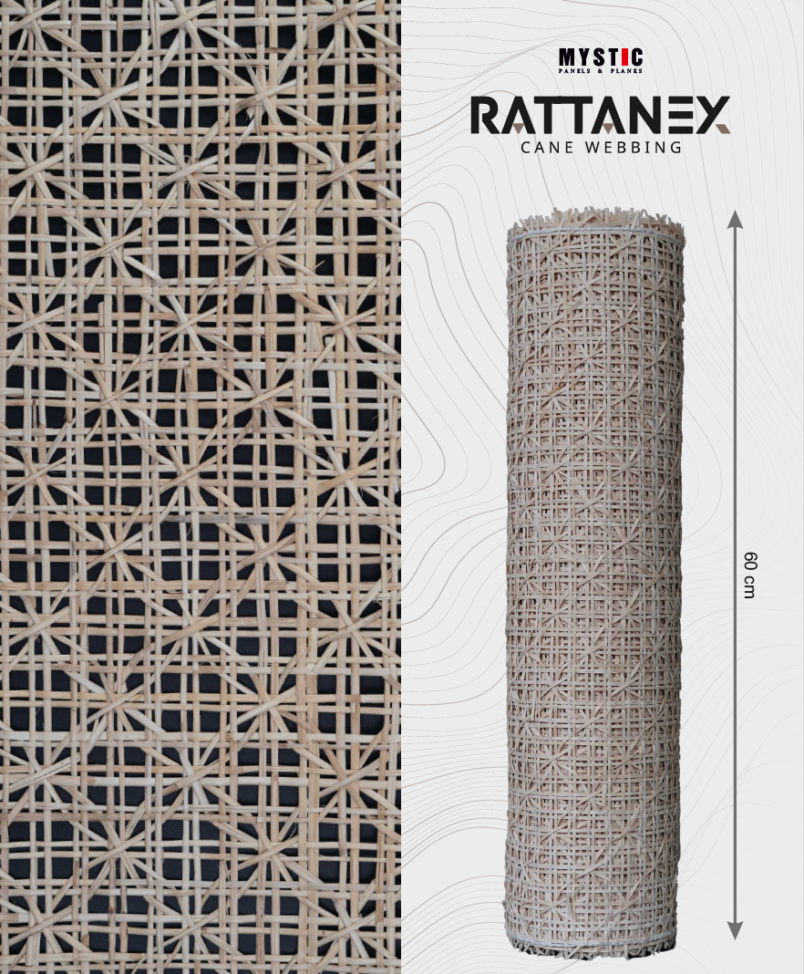 Rattanex Cane Webbing - Flower Natural Dark