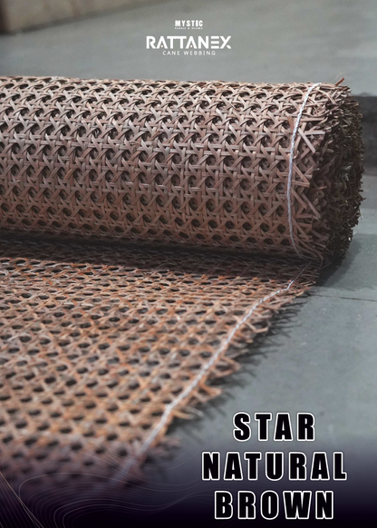 Rattanex Cane Webbing - Star Natural Brown