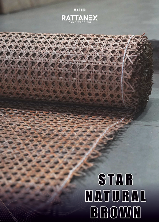 Rattanex Cane Webbing - Star Natural Brown