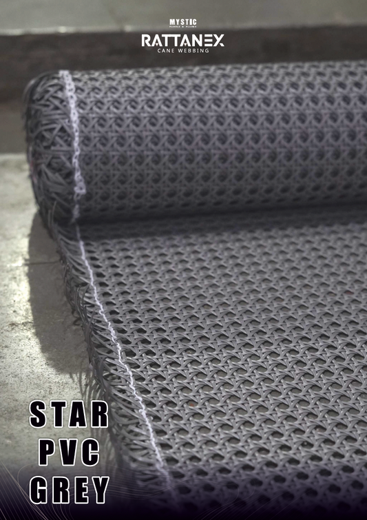 Rattanex Cane Webbing - Star PVC Grey