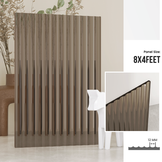 Treelam 4mm Fluted Acrylic Sheets - Concave Panel - Bronze Tinted No 3