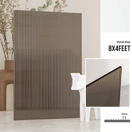 Treelam 4mm Fluted Acrylic Sheets - Thin Ribbed  - Bronze Tinted No 1