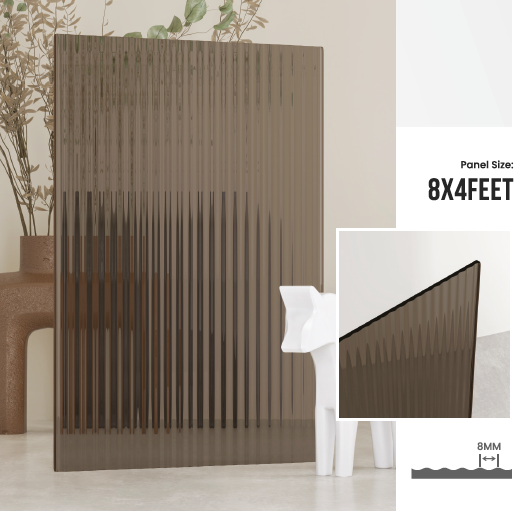 Treelam 4mm Fluted Acrylic Sheets - Thick Ribbed - Bronze Tinted No 2