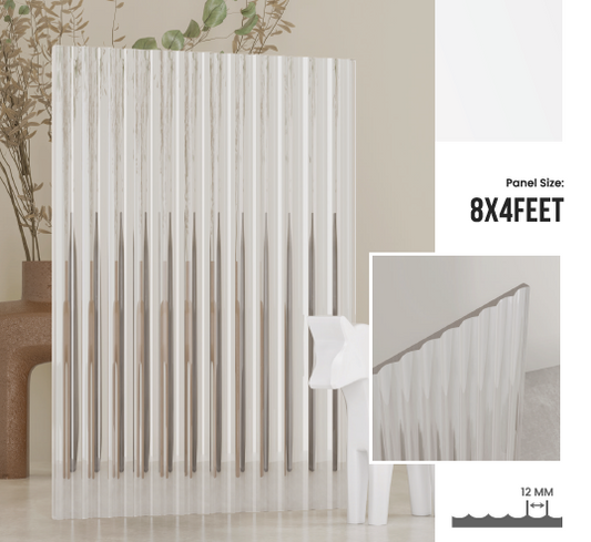 Treelam 4mm Fluted Acrylic Sheets - Concave Panel - Clear Fluted No 3