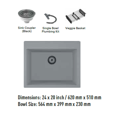 Franke Eurodomo Italica Quartz Kitchen Sink -24x20