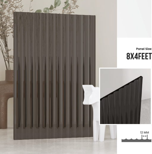Treelam 4mm Fluted Acrylic Sheets - Concave Panel - Grey Tinted No 3