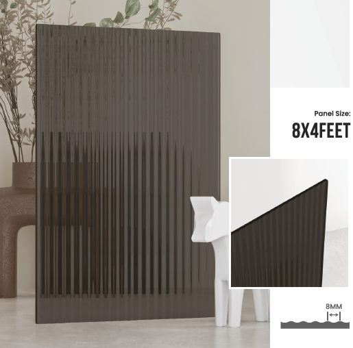 Treelam 4mm Fluted Acrylic Sheets - Thick Ribbed - Grey Tinted No 2