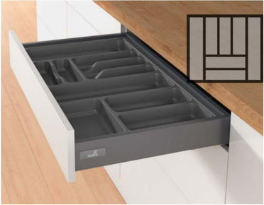 Hettich OrgaTray 440 Trimmable (Fixed Partition Cutlery) - Anthracite